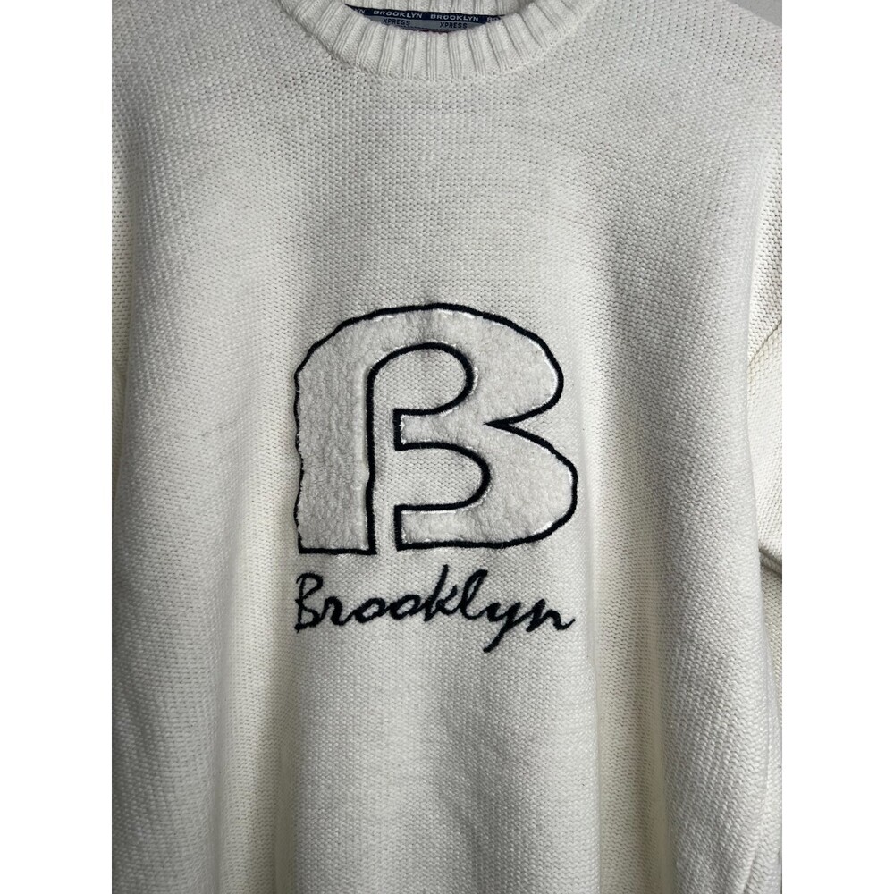 Brooklyn Xpress Sweater Vintage B Patch Graphic Streetwear White Size M - Picture 8 of 9